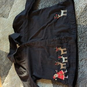 Christopher & Banks Christmas Ugly Santa Reindeer Shacket Jacket Holiday y2k